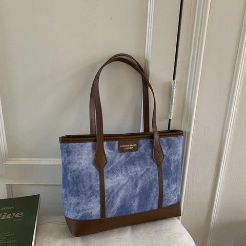 Dames Grote Capaciteit PU Leren Tote Tas Mode Contrast Kleur Schoudertas Retro Minimalistische Forenzentas Crossbody Handtas