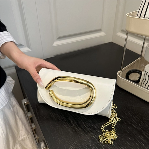 Pochette de Soirée Rétro Design pour Femme Grande Poignée en Métal Doré Imprimé Léopard Similicuir Chaîne Sac Bandoulière pour Mariage