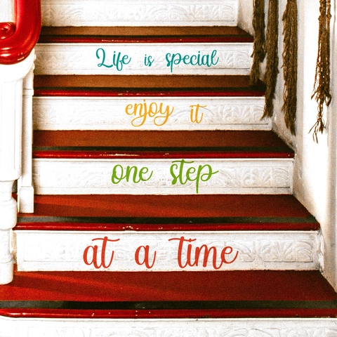 Autocollants Escalier Citations Inspirantes Colorées Vinyle PVC Adhésif Amovible Lettrage Décoration Escalier Maison