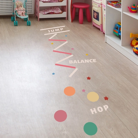 Autocollants De Sol De Jeu Sensoriel Pour Enfants Cercles Étoiles Interactif JUMP BALANCE HOP Stickers PVC Pour Salle De Jeux