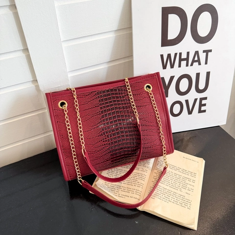 Vrouwen Krokodillenpatroon Tote Bag Mode Reliëf Ketting Schoudertas Crossbody Bag Hoge Kwaliteit PU Leer Handtas Voor Pendelen