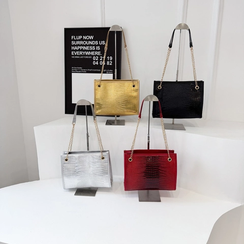 Vrouwen Krokodillenpatroon Tote Bag Mode Reliëf Ketting Schoudertas Crossbody Bag Hoge Kwaliteit PU Leer Handtas Voor Pendelen