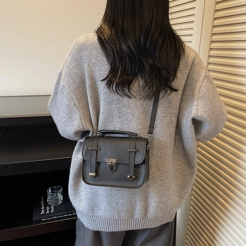 Vintage Women PU Leather Crossbody Bag Small Square Satchel Handbag With Adjustable Strap Retro Messenger Bag For Daily