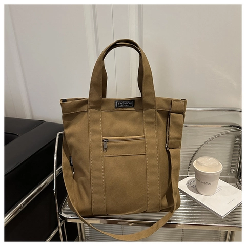Canvas Tote Bag Grote Capaciteit Schoudertas Voor Dames Heren Casual Crossbody Messenger Bag Met Verstelbare Riem Ritsvak