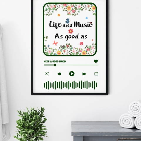 Wall Stickers PVC Self-Adhesive Music Player Design Floral Butterfly Living Room Bedroom Modern Creative