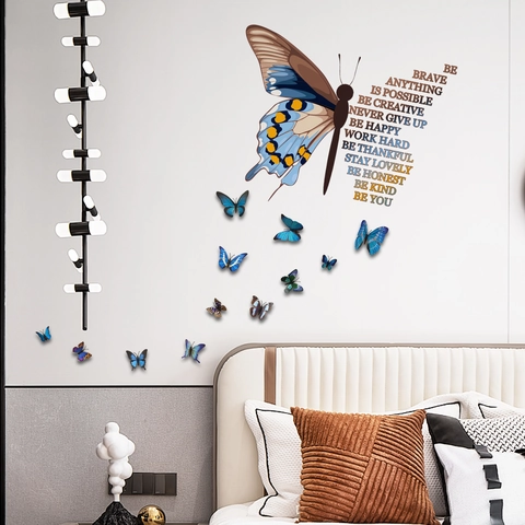 3D Schmetterling Wandtattoo Mit Inspirierenden Zitaten DIY PVC Abnehmbare Wandaufkleber Für Schlafzimmer Wohnzimmer Deko