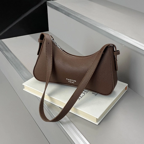 Borsa Sottobraccio da Donna in Pelle PU a Grana Litchi Borsa Hobo Vintage a Mezzaluna per Pendolarismo Quotidiano Borsa a Spalla