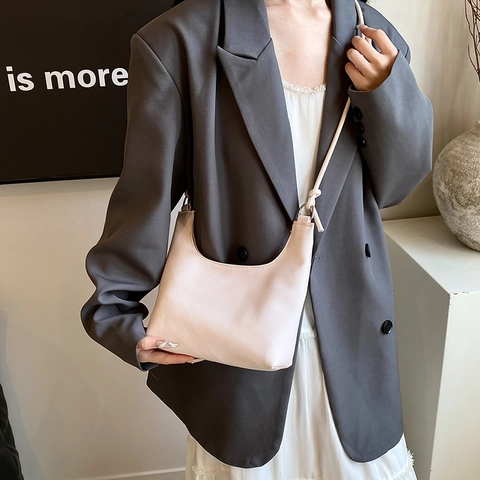 Borsa a Spalla Hobo da Donna in Pelle PU Minimalista a Mezzaluna Sottobraccio Grande Capacità Tote Bag per Pendolarismo