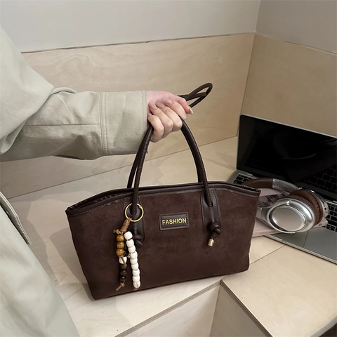 Borsa Sottobraccio Vintage con Stampa Leopardata Donna Borsa a Tracolla in Scamosciato Grande Capacità Minimalista Elegante con Pendente