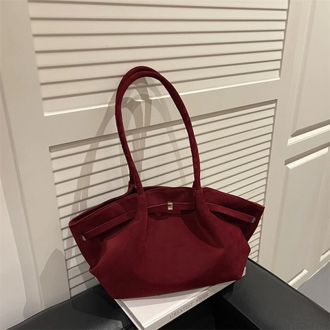 Large Capacity PU Leather Matte Tote Bag For Women Minimalist Solid Color Fan Shaped Shoulder Bag Casual Commute Handbag