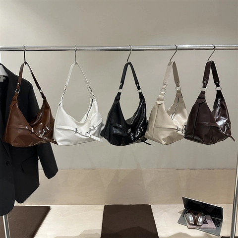 Bolso de Hombro Hobo de Cuero PU Minimalista para Mujer Bolso Bandolera Dumpling Retro de Color Sólido Bolso de Mano Informal para el Trabajo
