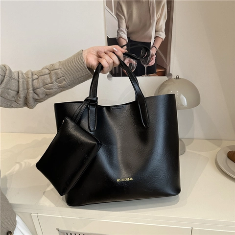 Bolso Tote De Cuero PU Para Mujer Gran Capacidad Y Bolsa Bolso Vintage De Viaje De Hombro