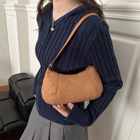 Vintage Wildlederimitat Damen Unterarmtasche Minimalistisch Baguette Tasche Leopardenmuster Retro Umhängetasche Kleine Quadratische Handtasche