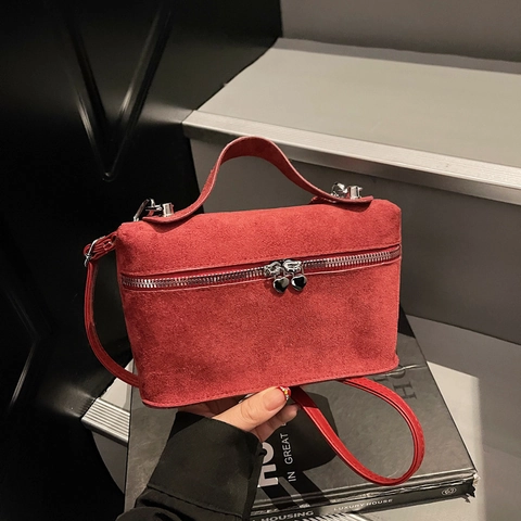 Vintage Frosted PU Leather Box Crossbody Bag For Women Exquisite Matte Handbag With Heart Zipper Pull Retro Small Square Bag