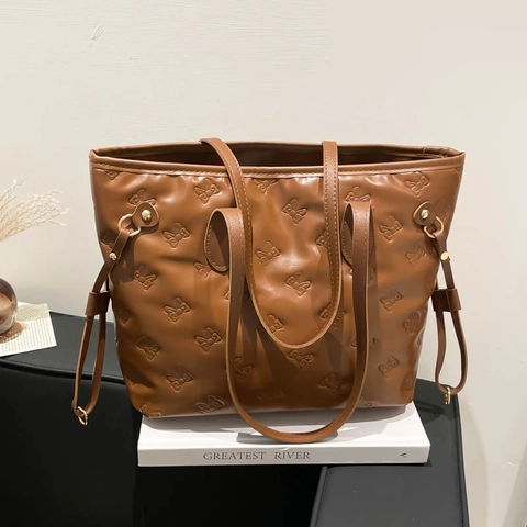 Borsa Tote da Donna Capiente in Pelle PU con Farfalla a Rilievo Stile Coreano Minimalista Borsa a Mano Moda per Pendolari