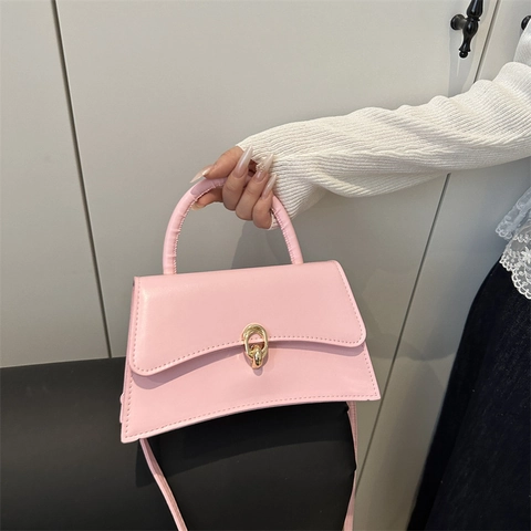 Franse Stijl Retro PU Leer Kleine Vierkante Handtas Voor Vrouwen Vintage Schoudertas Crossbody Tas Met Gouden Slot Minimalistische Mode Tote