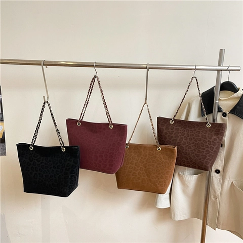 Mode Leopardenmuster Tote Bag Damen PU Leder Große Kapazität Kette Umhängetasche Pendler Daily Handtasche