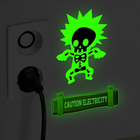 Pegatinas De Pared Fluorescentes PVC Autoadhesivas Interruptor Advertencia Calcomanías Creativas Dibujos Animados Pug Decoración