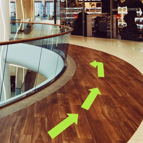 Adesivi Freccia Direzionale Per Pavimento Verde Fluorescente PVC Impermeabile Decalcomanie Rimovibili Per Centro Commerciale