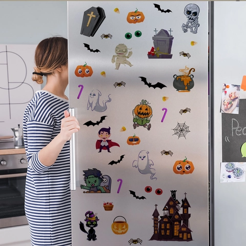 Αυτοκόλλητο Τοίχου Halloween Κινουμένων Σχεδίων Κολοκύθα Φάντασμα Μάγισσα Κάστρο PVC Για Σαλόνι Υπνοδωμάτιο Κουζίνα Διακόσμηση