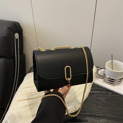 Trendy Women Small Square Bag PU Leather Metal Chain Strap Leopard Print Solid Color Simple Fashion Crossbody Bag Gift