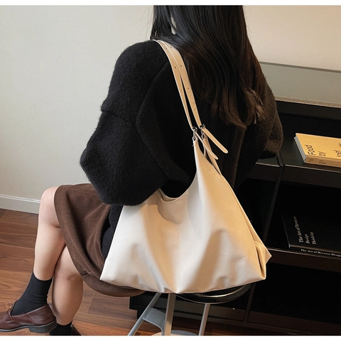 Bolso Tote de Cuero PU de Gran Capacidad para Mujer Bolso de Hombro Minimalista Bolso Hobo Simple para el Trabajo el Uso Diario