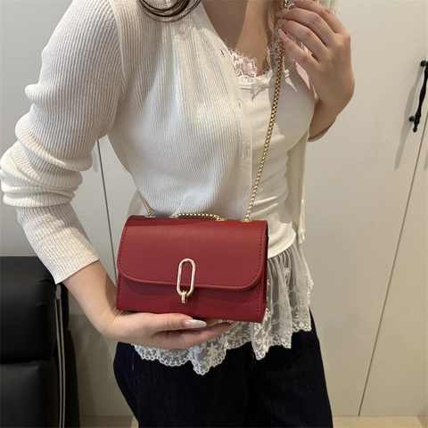 Borsa Quadrata Piccola in Pelle PU con Stampa Leopardata Vintage da Donna Tracolla a Catena in Metallo Dorato Borsa a Spalla Moda