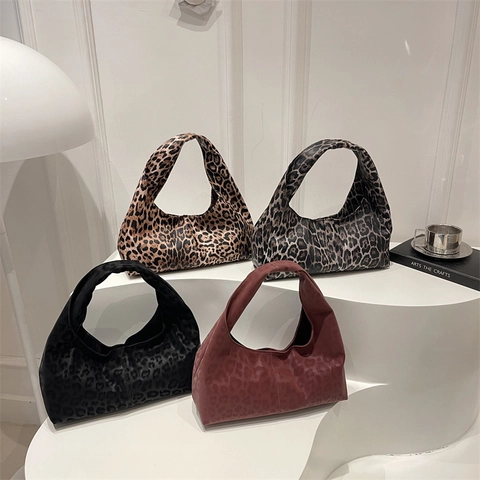 Women Leopard Print Nylon Hobo Bag Casual Casual Large Capacity Soft Shoulder Handbag Daily Commuting Tote Bag