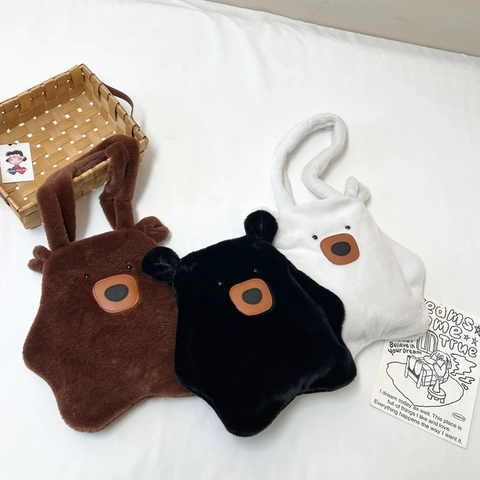 Borsa a Tracolla in Peluche a Forma di Animale per Donna Orso Capybara Tote Grande Capacità Casual Divertente Borsa