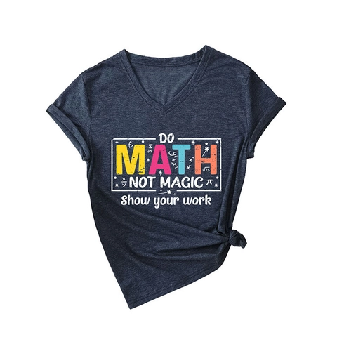 Maglietta Da Donna Con Scollo A V Do Math Not Magic Misto Cotone Maniche Corte Divertente Educativa Simboli Matematici Top Casual