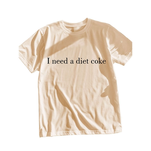 Maglietta Donna Misto Cotone Girocollo Manica Corta Casual Streetwear Vestibilità Larga Stampa I Need A Diet Coke