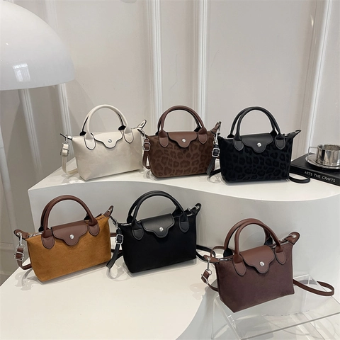 Mini Borsa a Tracolla da Donna alla Moda in Pelle Scamosciata Patchwork con Stampa Leopardata Borsa Quadrata Trendy Tote