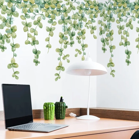 Aquarell Grünpflanzen Eukalyptusblätter Wandaufkleber Abnehmbares PVC Wandtattoo Für Wohnzimmer Schlafzimmer Wanddekoration