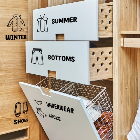 Minimalistische PVC Kleiderschrank Kleidung Aufbewahrung Klassifizierung Aufkleber Wasserdichte Schrank Organisation Etiketten Wandtattoo