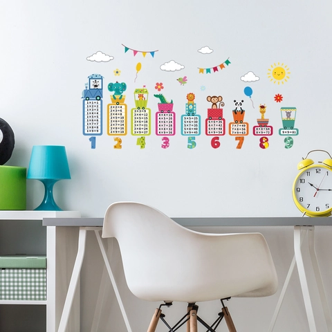 Cartoon Tiere Einmaleins Tabelle Wandtattoo Pädagogische PVC Selbstklebende Aufkleber Für Kinderzimmer Klassenzimmer Kindergarten Dekor