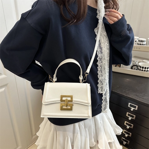 Trendy Urban Minimalist PU Leather Small Square Bag For Women Versatile Fashion Crossbody Shoulder Handbag With Mini Pendant Bag Set