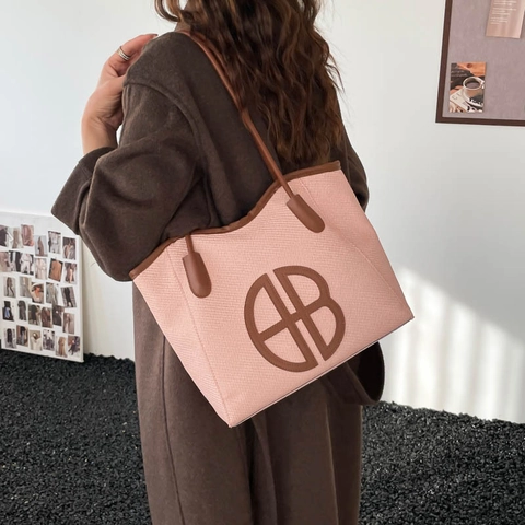 Bolso Tote de PU de Gran Capacidad para Mujer 2026 Nueva Tendencia Callejera Color de Contraste Costuras Bolso de Hombro