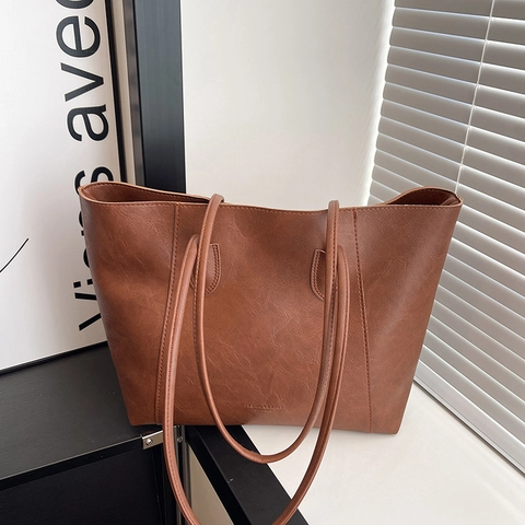 Damen Kunstleder Tragetasche Mit Großer Kapazität Retro Minimalistische Umhängetasche Täglich Pendeln Büro Einkaufen Mode Handtasche