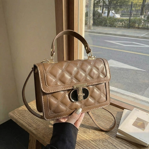 Damen Mode Gesteppte Diamant Gitter PU Leder Schultertasche Luxus T-Verschluss Handtasche Elegante Umhängetasche Für Den Alltag