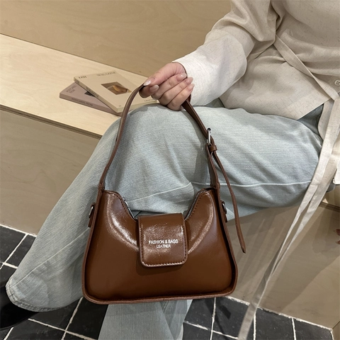Dames Minimalistische PU-Leren Schouder-Onderarmtas Met Verstelbare Riem Veelzijdige Crossbody Tas Voor Dagelijkse Mode