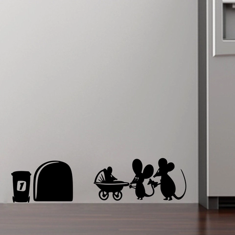 Cute Mouse Hole Silhouette Wall Sticker Creative Skirting Board PVC Decal For Living Room Bedroom Bathroom Decoration