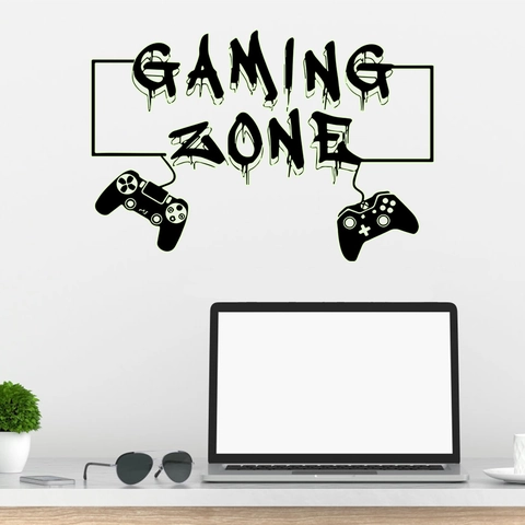 Adesivo Da Parete Gaming Zone Luminoso PVC Fluorescente Decalcomania Controller Di Gioco Per Decorazione Camera Da Letto
