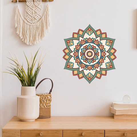 Mandala Wall Sticker PVC Colorful Geometric Bohemian Removable Self-Adhesive Home Door Decor Art Mural