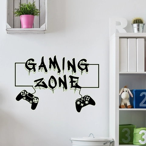 Adesivo da Parete Gaming Zone Luminoso Glow In The Dark Decalcomania Decorativa Controller di Gioco in PVC per Camera da Letto