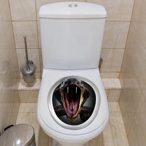 3D Realistische Schlange Toilettendeckel Aufkleber Wasserdicht PVC Abnehmbare Cobra Wandtattoo Für Badezimmer Dekor Zubehör