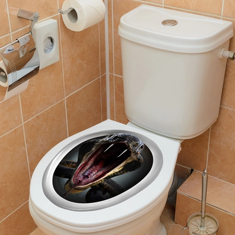 3D Realistische Schlange Toilettendeckel Aufkleber Wasserdicht PVC Abnehmbare Cobra Wandtattoo Für Badezimmer Dekor Zubehör