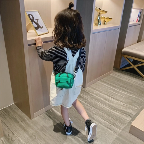 Kids Canvas Crossbody Bag Minimalist Solid Color Small Shoulder Bag For Boys Girls Fashion Mini Messenger Bag
