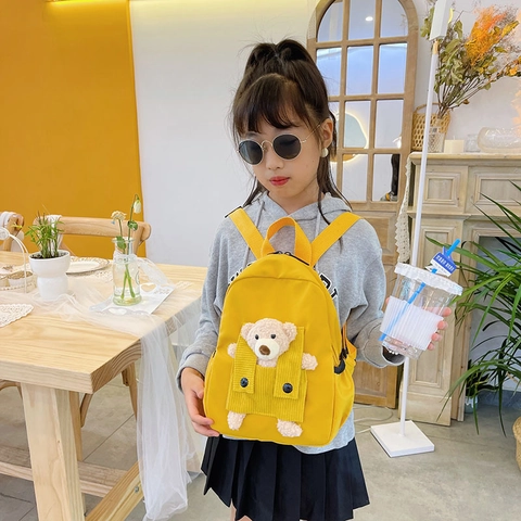 Mini Zaino Per Bambini Con Decorazione Orsetto Di Peluche Simpatico Zainetto In Nylon Per Bambine E Bambini