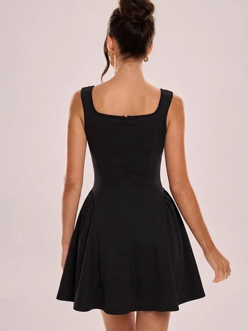 Women Sexy Square Neck Backless Sleeveless Slim Fit A-Line Mini Dress Elegant Solid Color Knit Summer Party Dress for Women