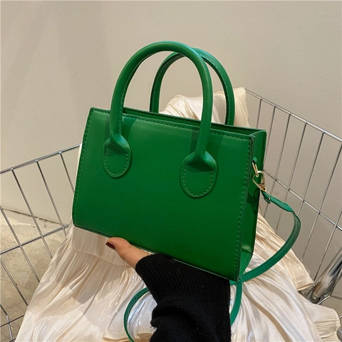Bolso de Hombro Cuadrado Pequeño de Cuero PU para Mujer Bolso de Mano de Color Sólido Con Correa Ajustable Crossbody